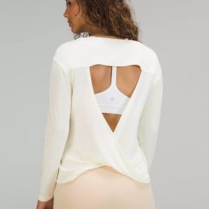 Modal-Blend Open-Back Long Sleeve Shirt in Lemon Sortbet